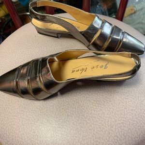 Vintage Jose Vera silver leather shoe slingback 8